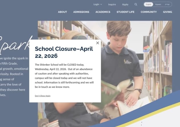 The Shlenker School's website announced the school had closed for the day.