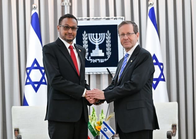 President Isaac Herzog receives the first-ever Ambassador of Somaliland to Israel, Mohamed Hagi, in his residence last month.