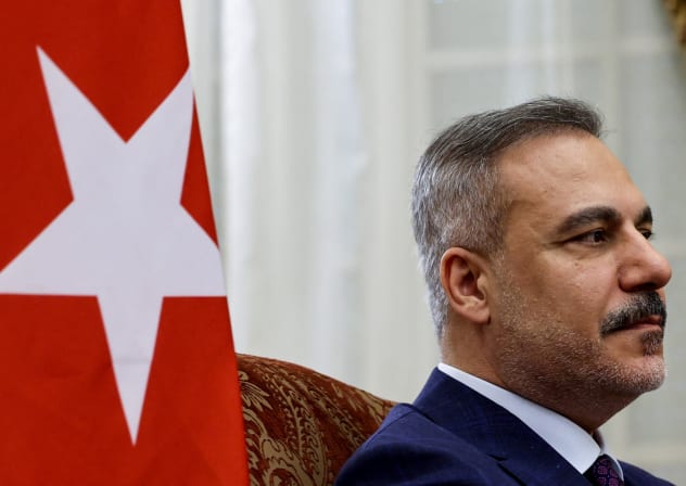 Turkish Foreign Minister Hakan Fidan attends a meeting with Egyptian Foreign Minister Badr Abdelatty to discuss stability in the region following an interim deal between the US and Iran, at Tahrir Palace in Cairo, Egypt June 21, 2026.