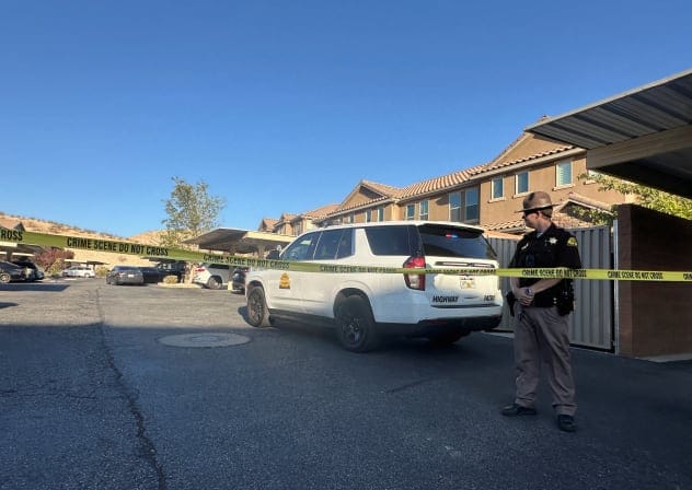  Utah State Police officer stands guard behind tape during a crime scene investigation by FBI and state forensic agents at an apartment complex in Washington, Utah, U.S., September 12, 2025; Illustrative.
