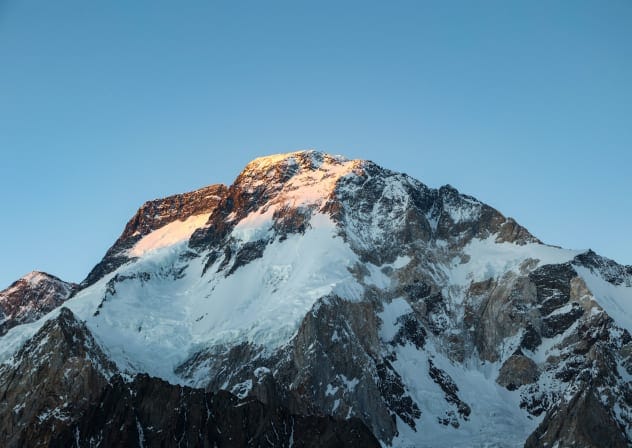 This picture taken on July 14, 2023, shows a view of Broad Peak, world's twelfth tallest mountain in the Karakoram range of GilgitBaltistan, Pakistan.