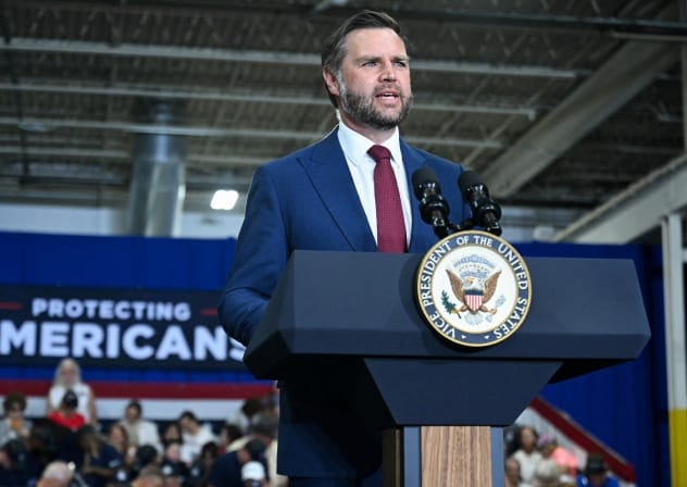 US Vice President JD Vance speaks at a MAGA Inc. super PAC event in Sterling Heights, Michigan, US, August 31, 2026. 