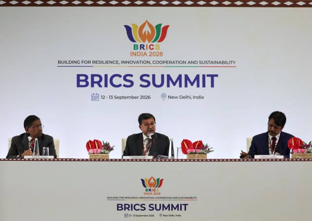  Sudhakar Dalela, Randhir Jaiswal and Shambhu L. Hakki at the BRICS Summit in New Delhi, India, September 12, 2026.
