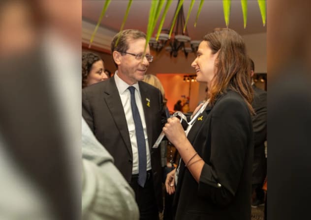 Deborah Apeloig meeting President Isaac Herzog and the VoP Inaugural Event in Haifa, March 2025.