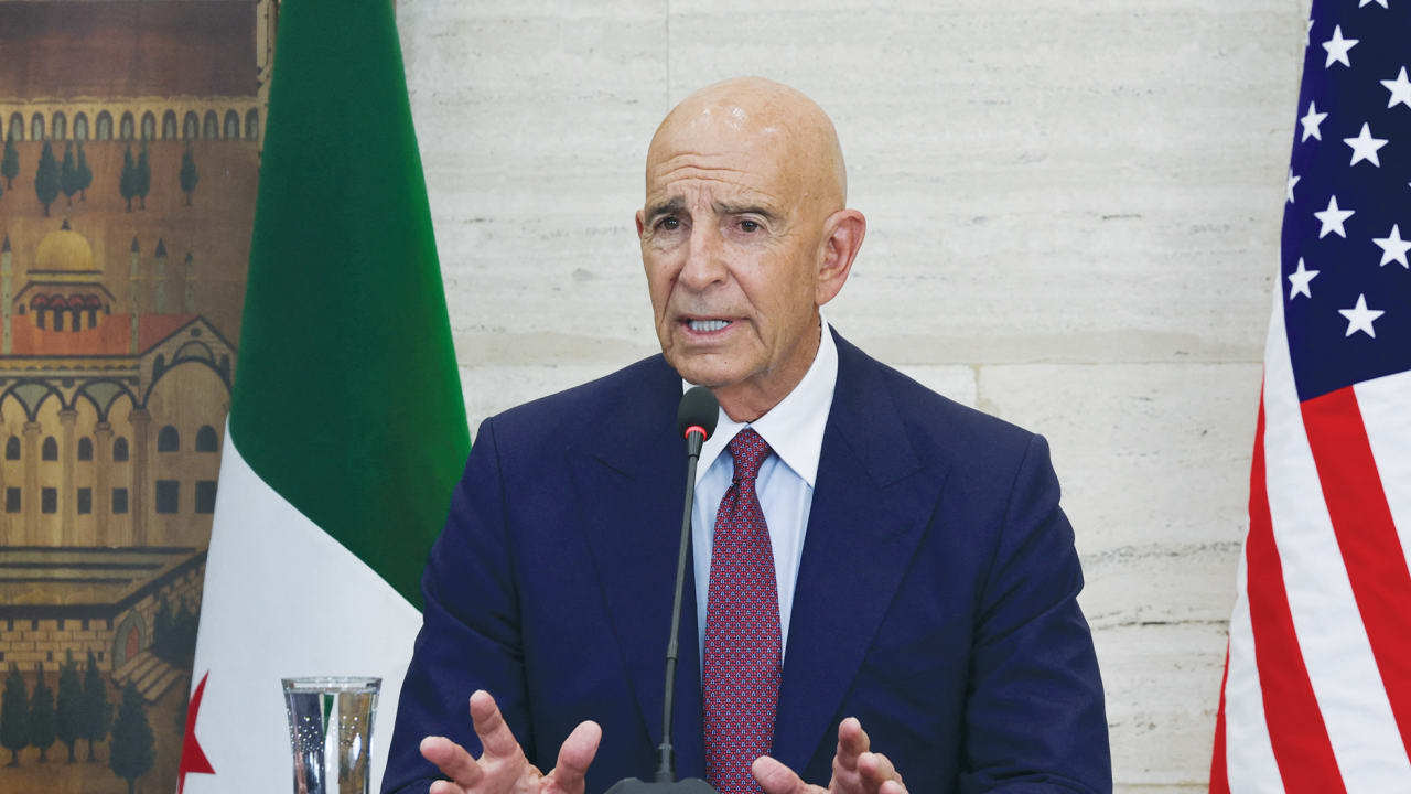 US SPECIAL ENVOY for Syria Tom Barrack speaks at a news conference in Damascus in September 2025.