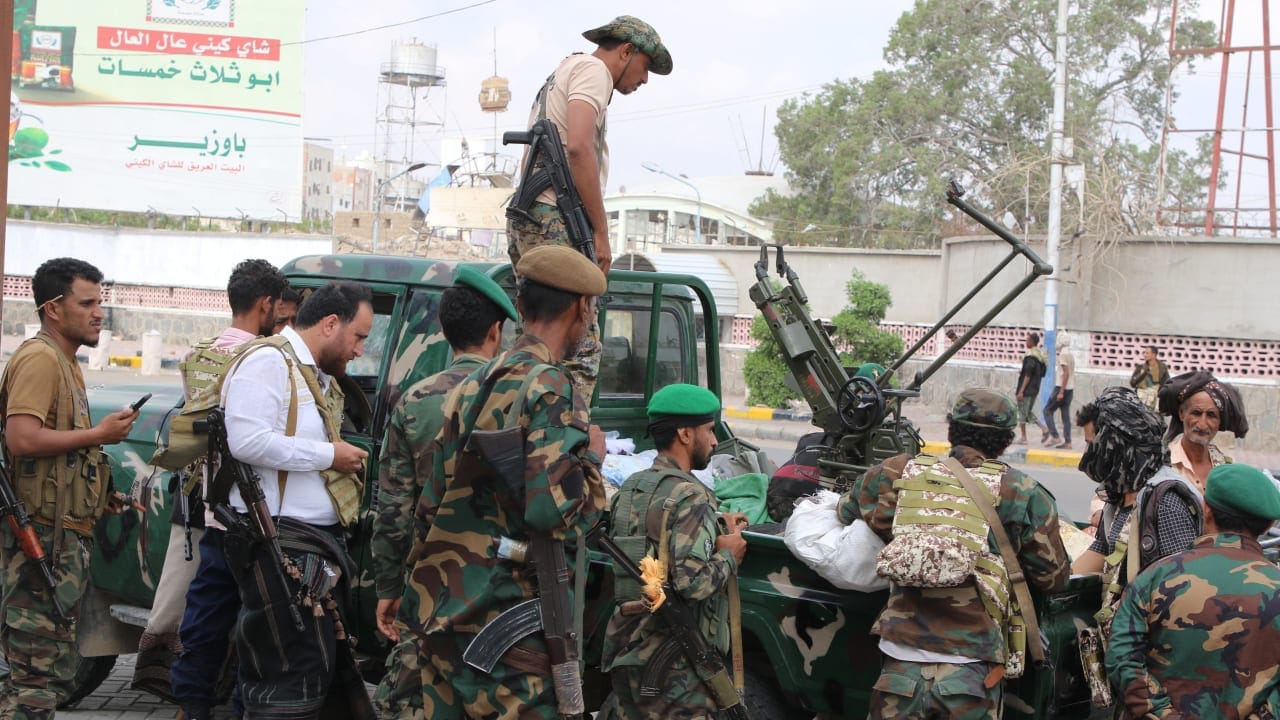 Police troopers patrol a street after in Aden, Yemen, January 7, 2026