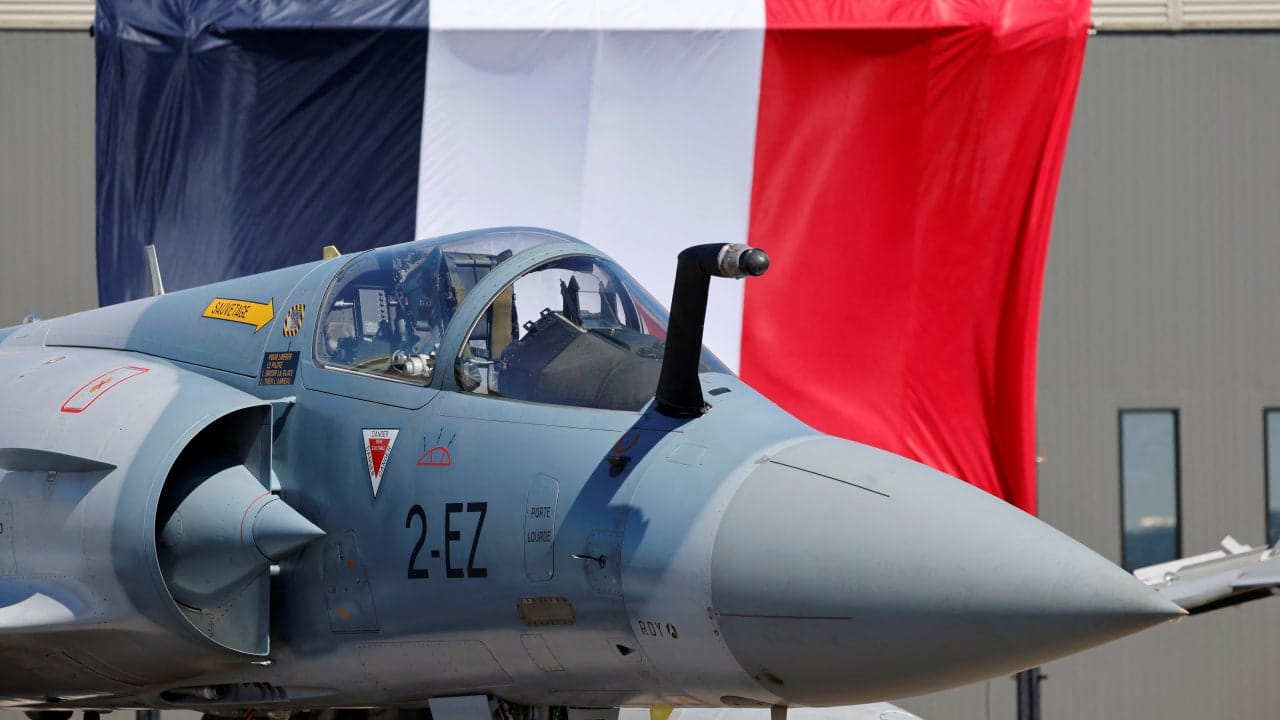 A Dassault Mirage 2000 aircraft stands parked on the tarmac on the day of France's President Emmanuel Macron's visit, at the French Air and Space Force (Armee de l'air et de l'espace) Luxeuil-Saint-Sauveur Airbase, France March 18, 2025.