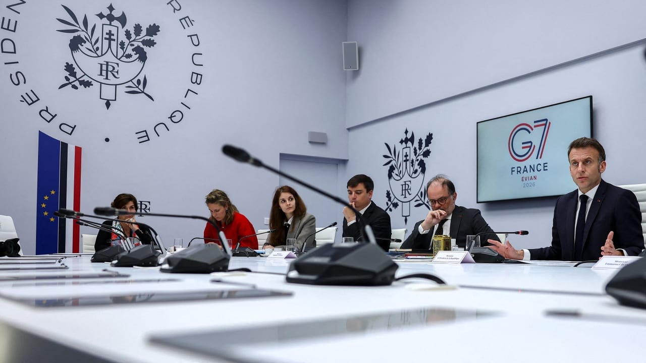 French President Emmanuel Macron chairs a video conference of G7 leaders to discuss the fallout of the war in Iran on the world economy, amid the US-Israeli war on Iran, at the Elysee Palace in Paris on March 11, 2026.