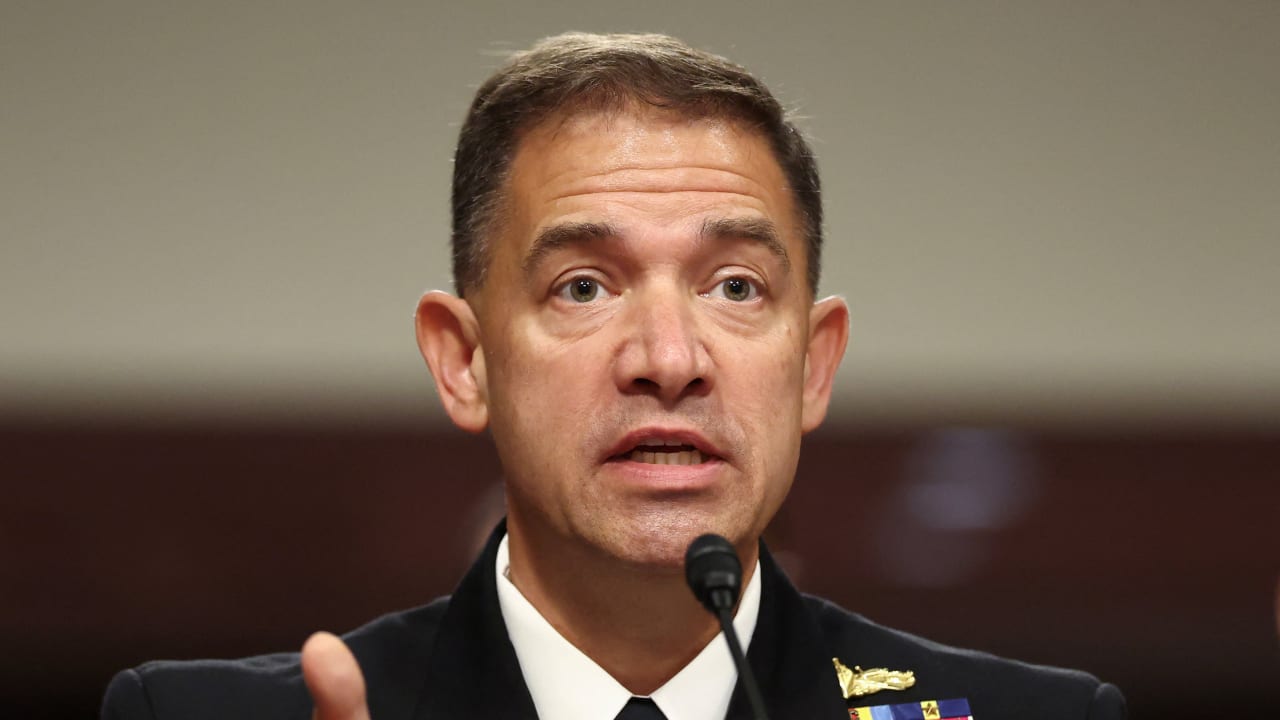 US CENTCOM Commander Admiral Brad Cooper testifies before the Senate Armed Services Committee on "The Posture of the US Central Command and US Africa Command in Review" on Capitol Hill in Washington, DC, US, May 14, 2026. 