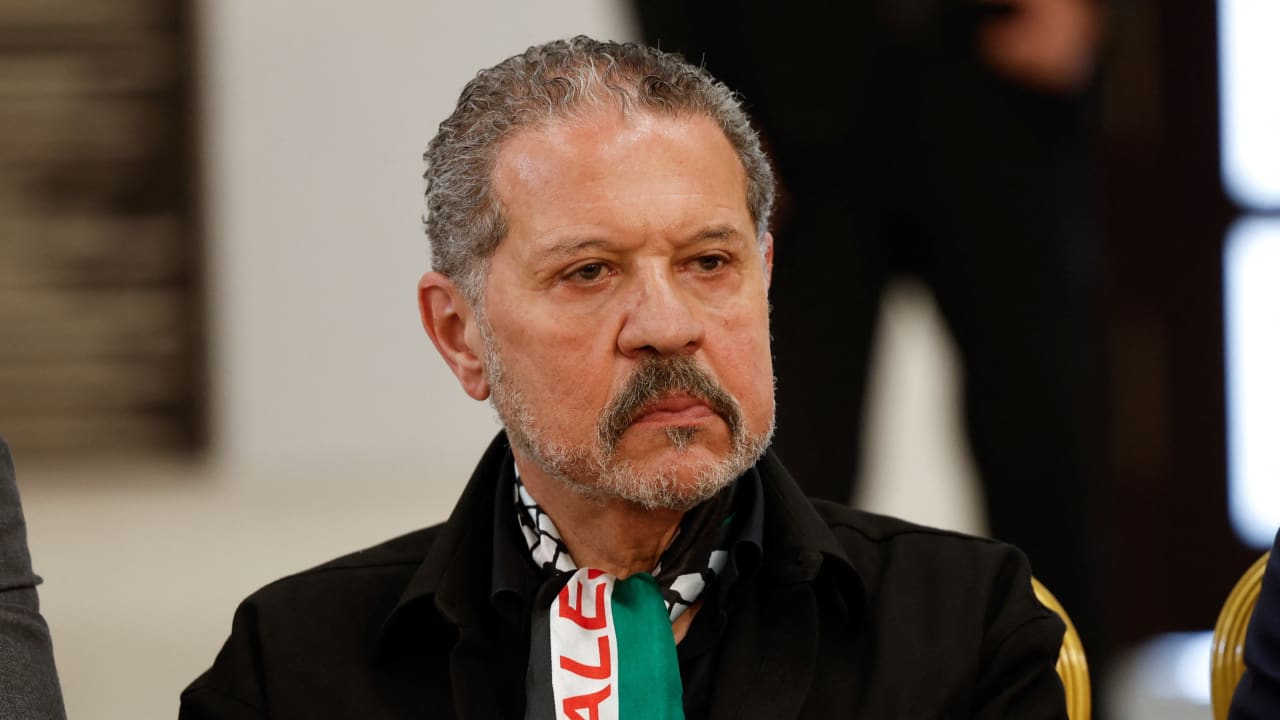 Yasser Abbas, member of the Fatah Central Committee, attends the announcement of results of the 8th General Conference of Fatah during a press conference in Ramallah, in the Israeli-occupied West Bank, May 18, 2026.