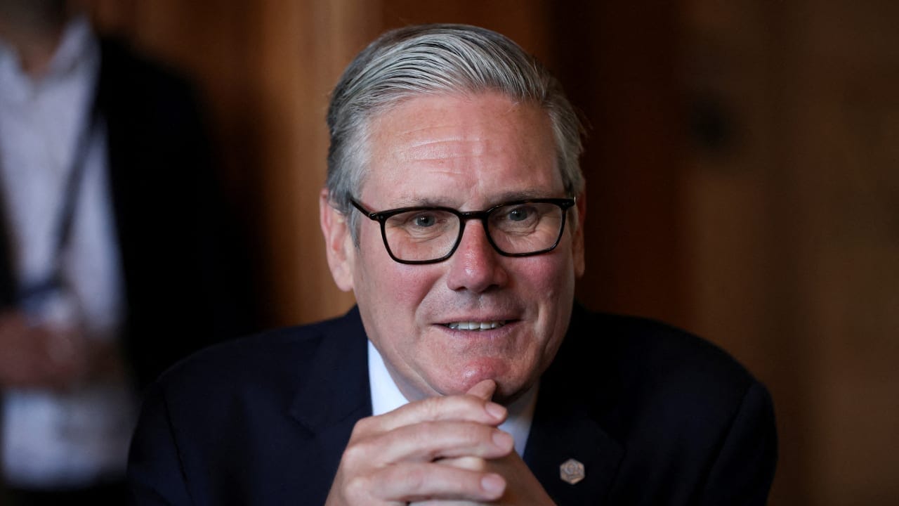 Britain's Prime Minister Keir Starmer speaks to the members of the media on the sidelines of the G7 summit, in Thonon-les-Bains, France, June 17, 2026.