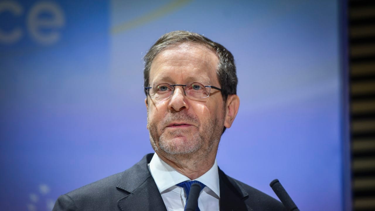 President Isaac Herzog speaks at a conference in Herzliya, June 30, 2026.