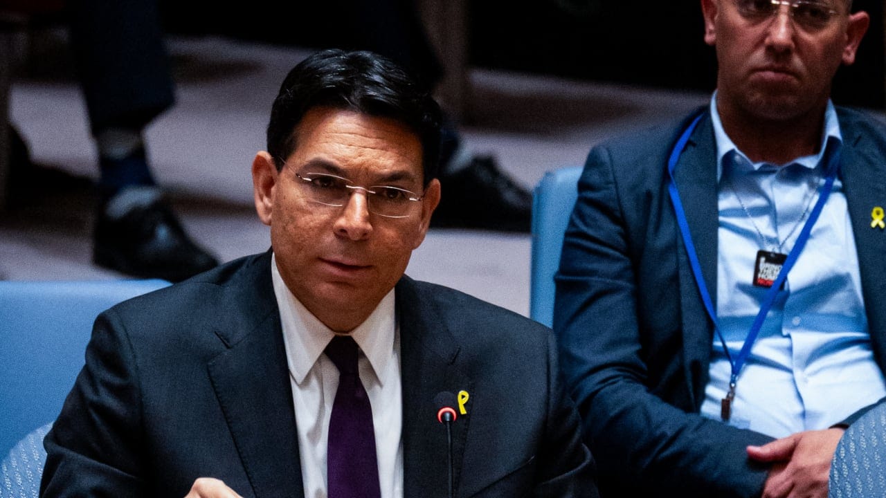 Israel's Ambassador to the United Nations Danny Danon speaks during a meeting at the United Nations headquartes in New York City, March 20, 2025.