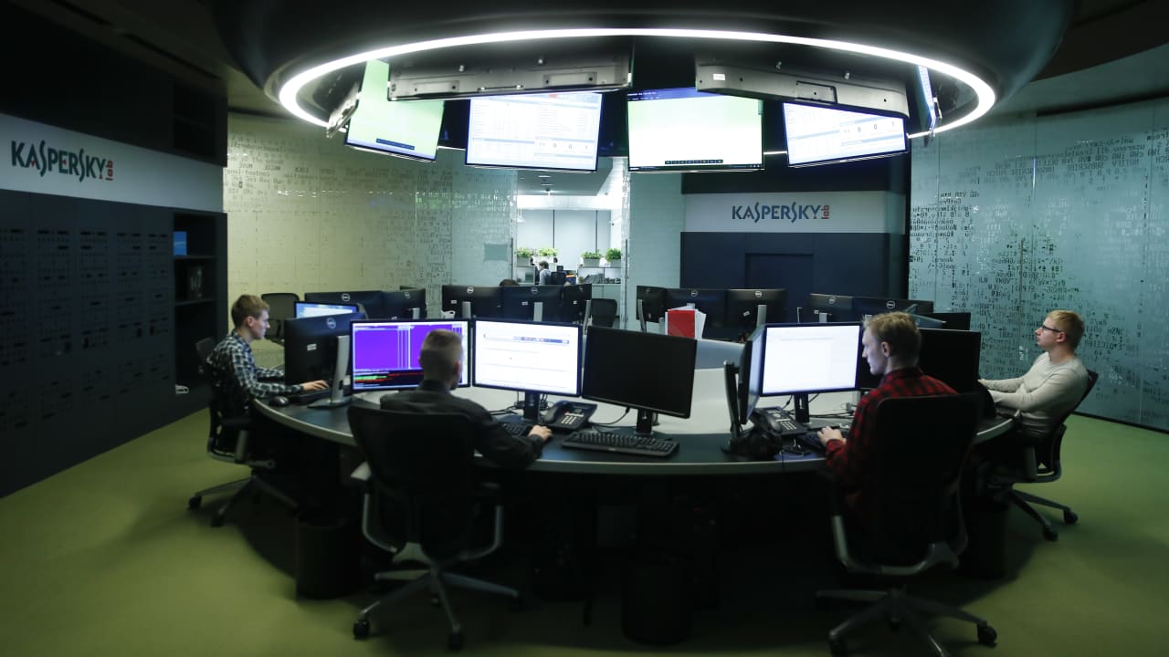 Employees of Russia's Kaspersky Lab work at the company's office in Moscow, Russia October 27, 2017. 