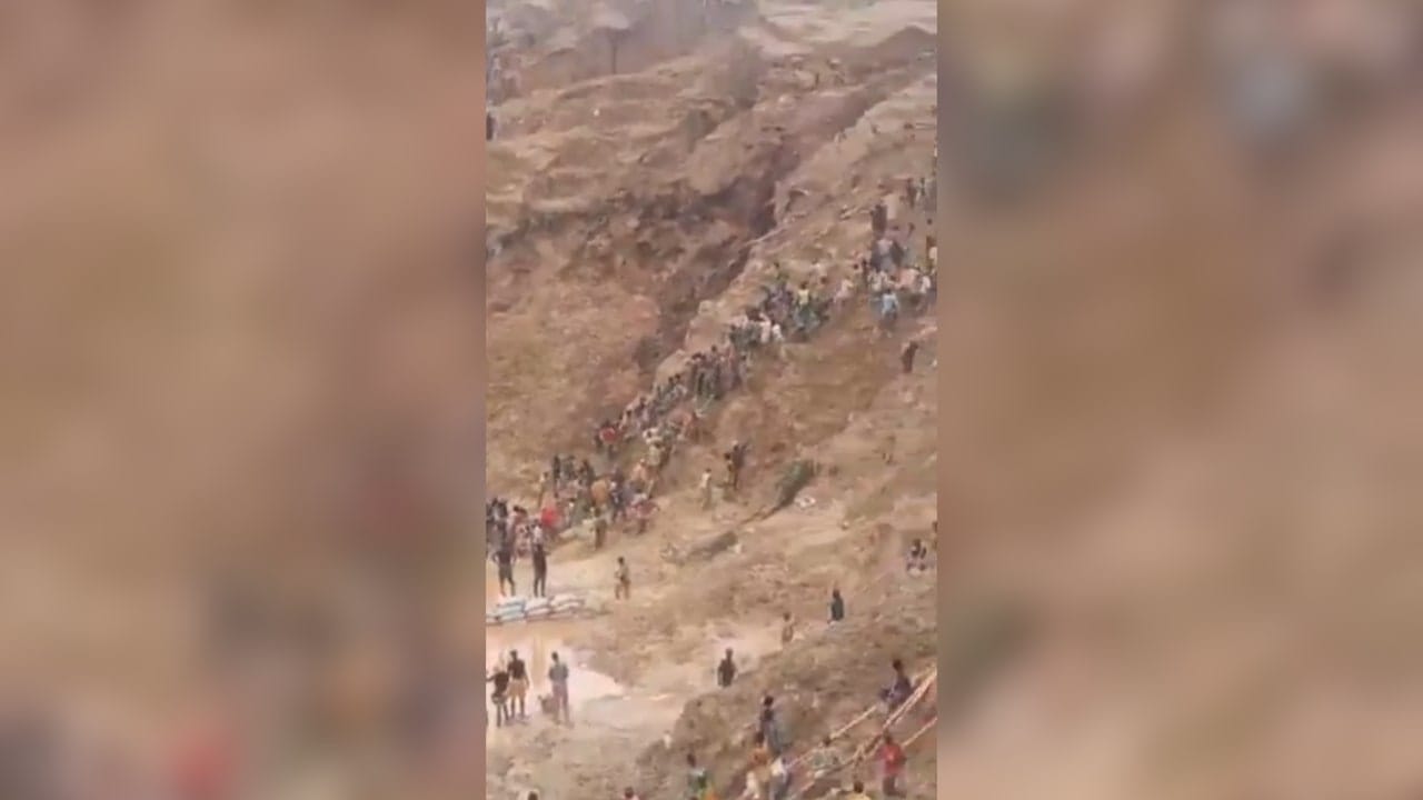 A still from a video taken of a collapse of a gold mine in the Central African Republic on August 20 2026