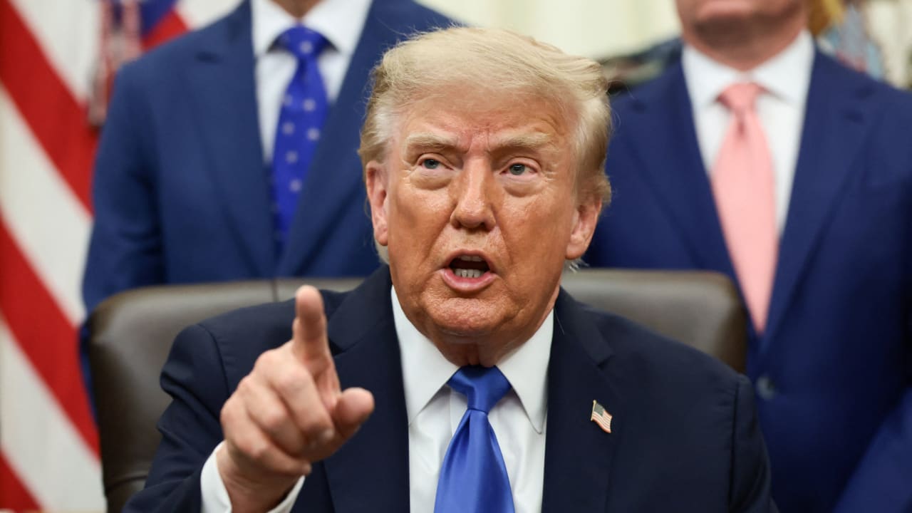 US President Donald Trump speaks during a meeting with travel executives in the Oval Office at the White House in Washington, DC, US, September 2, 2026.  