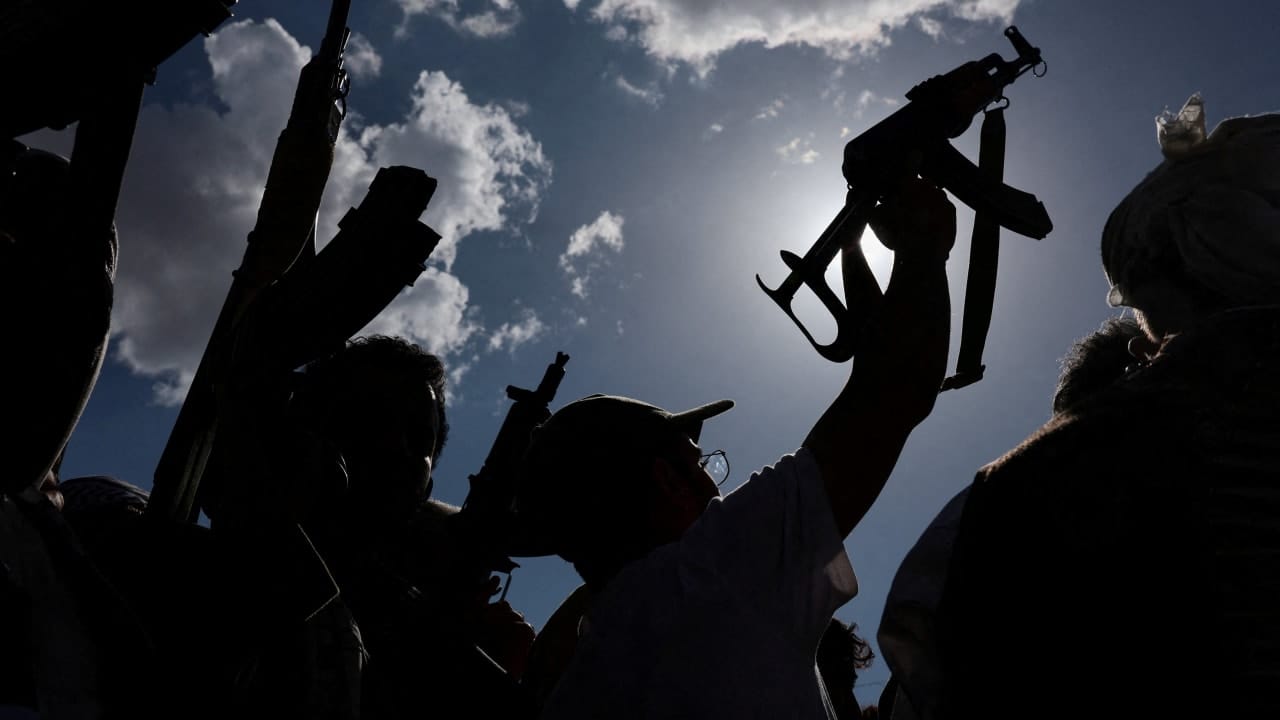 Houthi supporters demonstrate in solidarity with Iran, amid a two-week ceasefire between U.S. and Iran, in Sanaa, Yemen, April 10, 2026.
