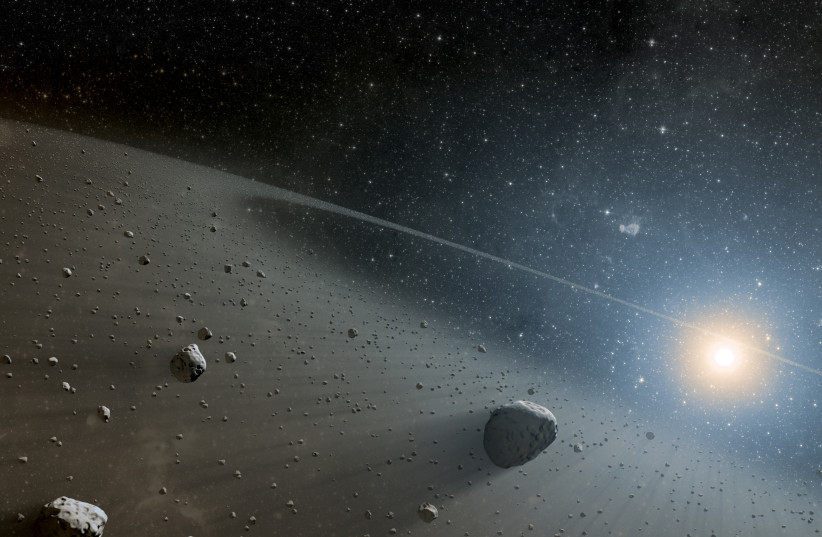 THE ASTEROID belt between Mars and Jupiter is home to millions of asteroids, but their combined mass is still less than that of the moon. (credit: Wikimedia Commons)