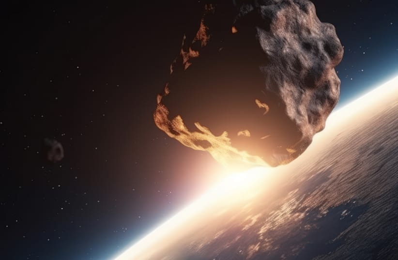  An illustrative image of an asteroid passing Earth. (photo credit: INGIMAGE)