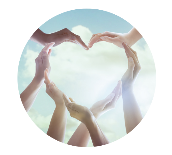 Hands forming together to make a heart