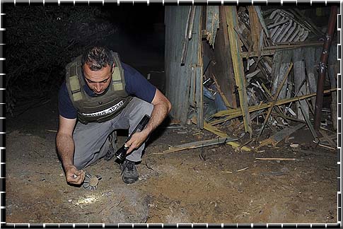 Eshkol Regional Council Mayor: No Faith in Government Israeli Police sapper inspecting a mortar shell fired from Gaza Strip in Eshkol Regional Council earlier this year.