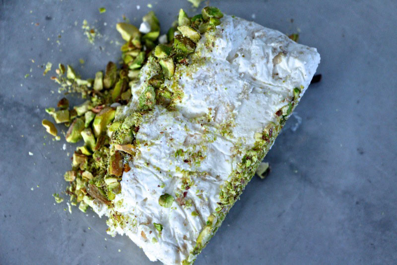 Halva-Pistachio Frozen Mousse Cake