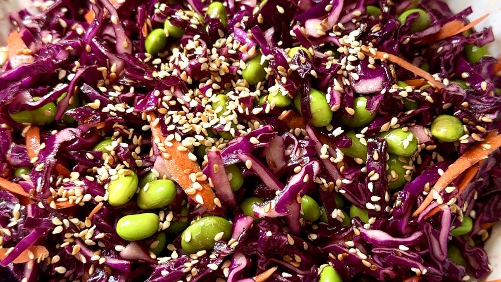 Purple Cabbage with Edamame Salad