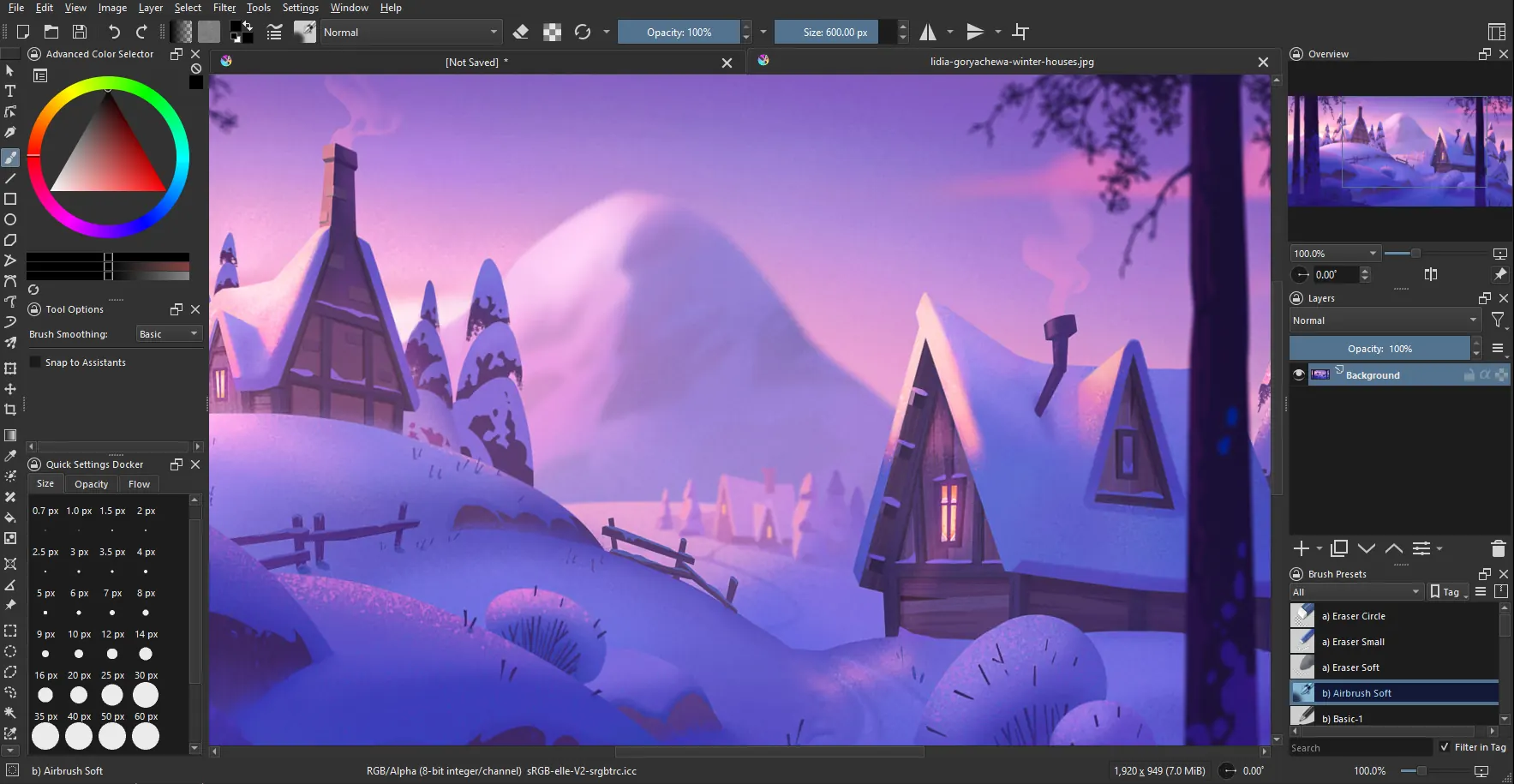 Captura de pantalla del Krita
