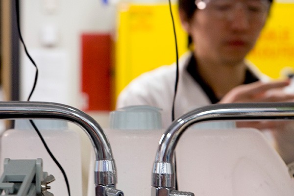 Student in a science lab