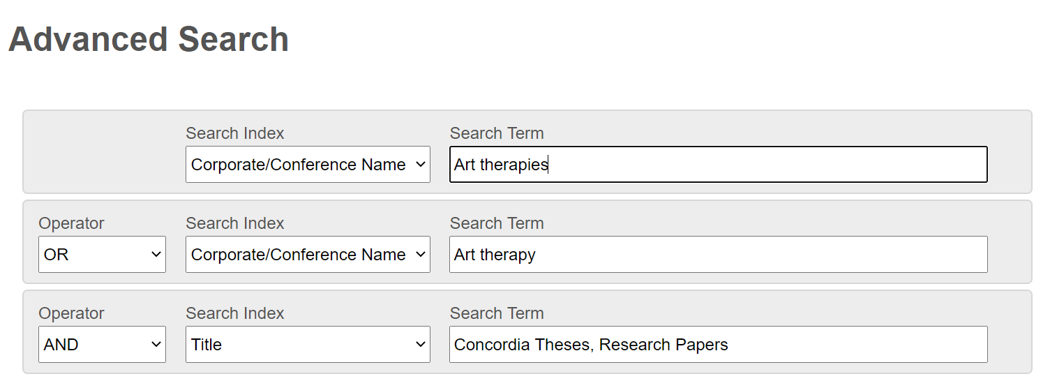 Search Index set to corporate conference name field to search by department or program