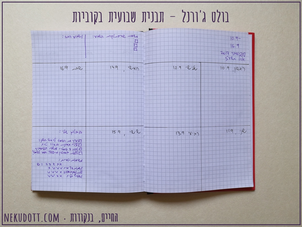 תבנית שבועית קוביות בבולט ג'ורנל