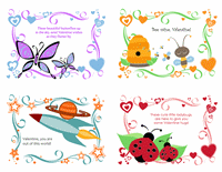 Kids Valentine's Day cards, 24  designs