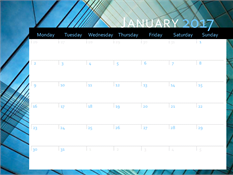 2017 calendar (Mon-Sun)