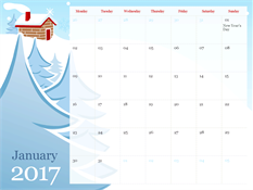 2017 illustrated seasonal calendar (Mon-Sun)