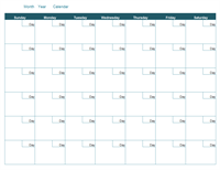 Blank monthly calendar
