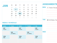 Student calendar (Sun)