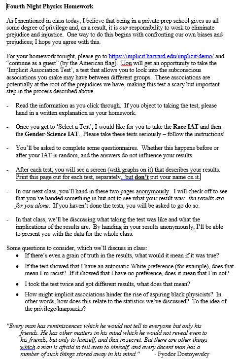Fourth Night Physics Homework