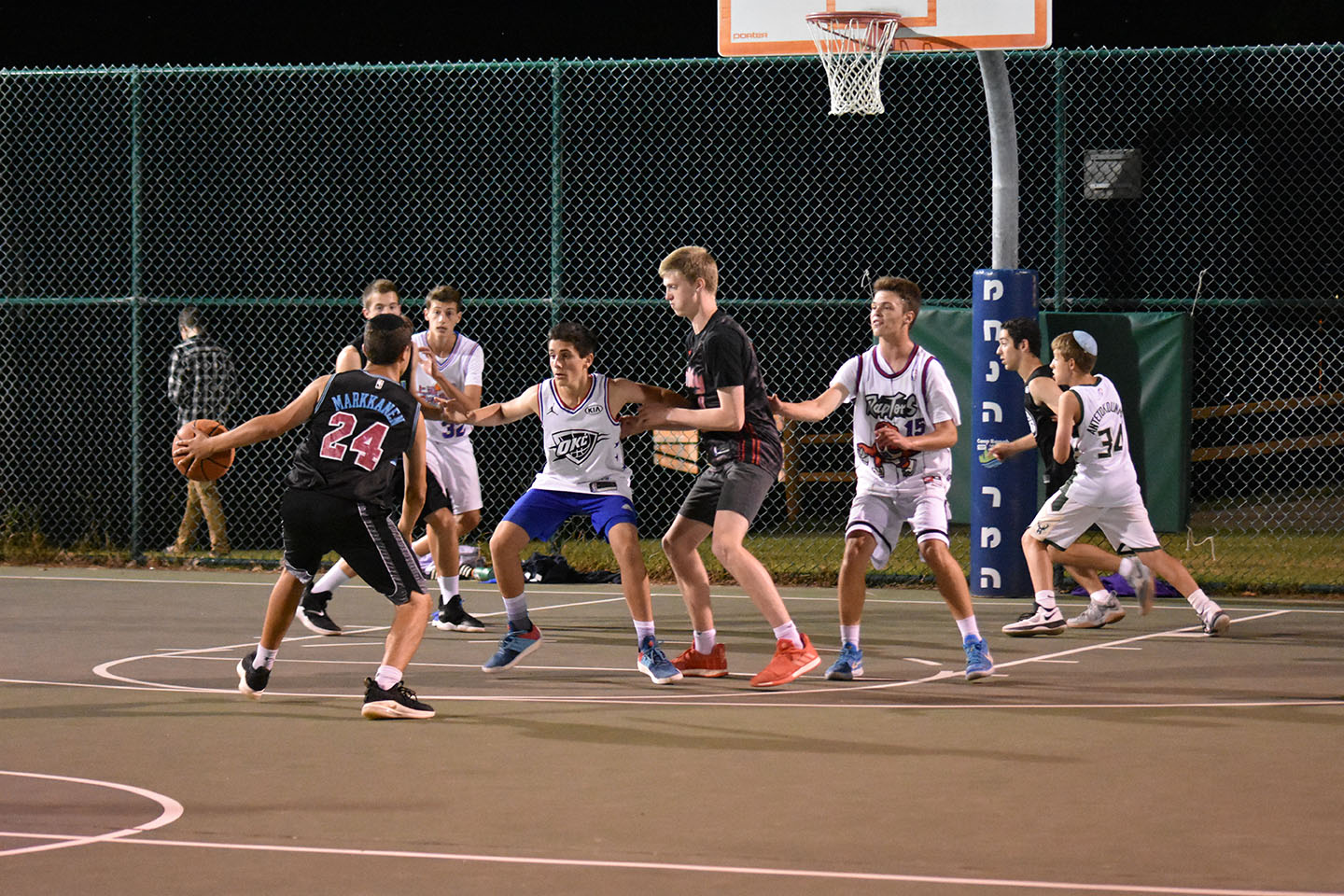 Campers playing basketball.