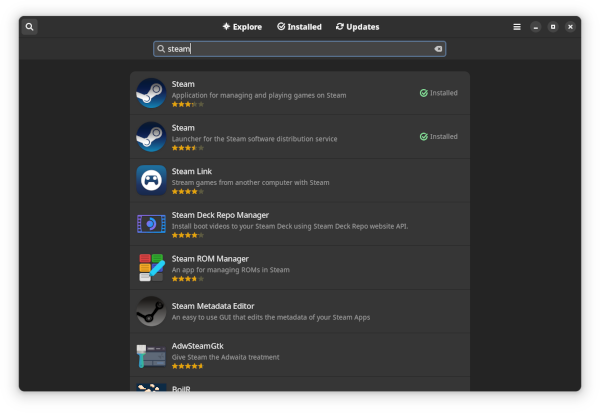 gnome software steam.tn