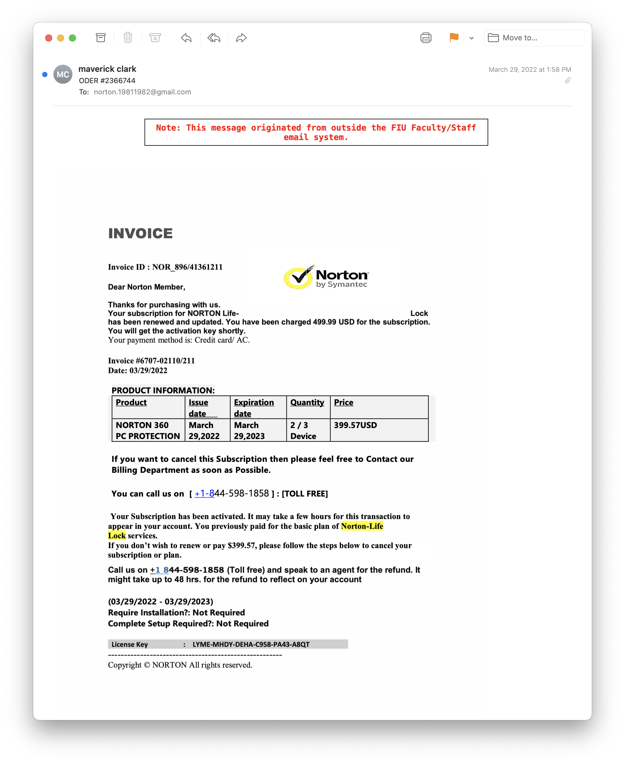 Fake HR message. Malicious site