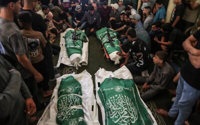 Mourners gather prior to the burial of Hamas leader Mohammed Odeh and his family members, during their funeral in Gaza City on May 27, 2026. (Omar AL-QATTAA / AFP) Mourners gather prior to the burial of Hamas leader Mohammed Odeh and his family members, during their funeral in Gaza City on May 27, 2026. (Omar AL-QATTAA / AFP)