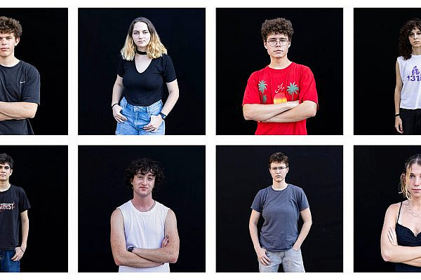 Eight of the conscientious objectors who signed the "Youth Against Dictatorship" refusal letter. (Oren Ziv)