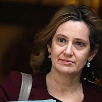 Britain's then-home secretary Amber Rudd leaves 10 Downing Street in London, March 14, 2018. (AP Photo/Frank Augstein, File)
