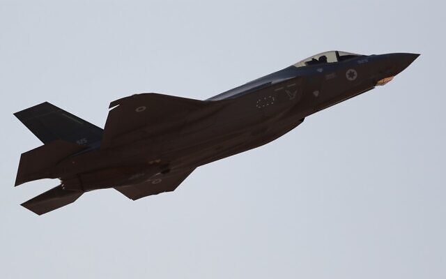 An Israeli F-35 fighter jet takes off during the "Blue Flag" multinational aerial exercise at the Ovda air force base, north of the Israeli city of Eilat, on November 11, 2019. (Emmanuel Dunand/AFP) An Israeli F-35 fighter jet takes off during the "Blue Flag" multinational aerial exercise at the Ovda air force base, north of the Israeli city of Eilat, on November 11, 2019. (Emmanuel Dunand/AFP)
