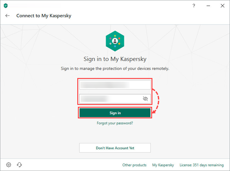 Image: Enter your login and password for My Kaspersky