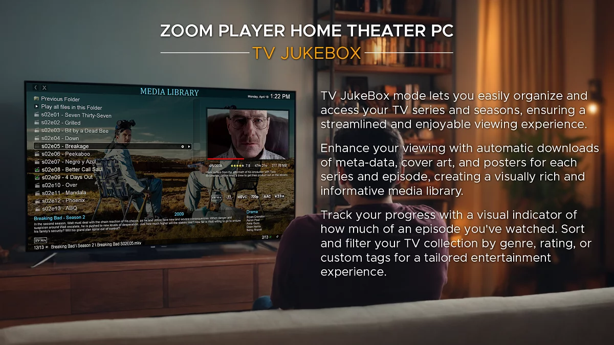 Zoom Player Home Theater PC - TV Jukebox Fullscreen Navigation Interface