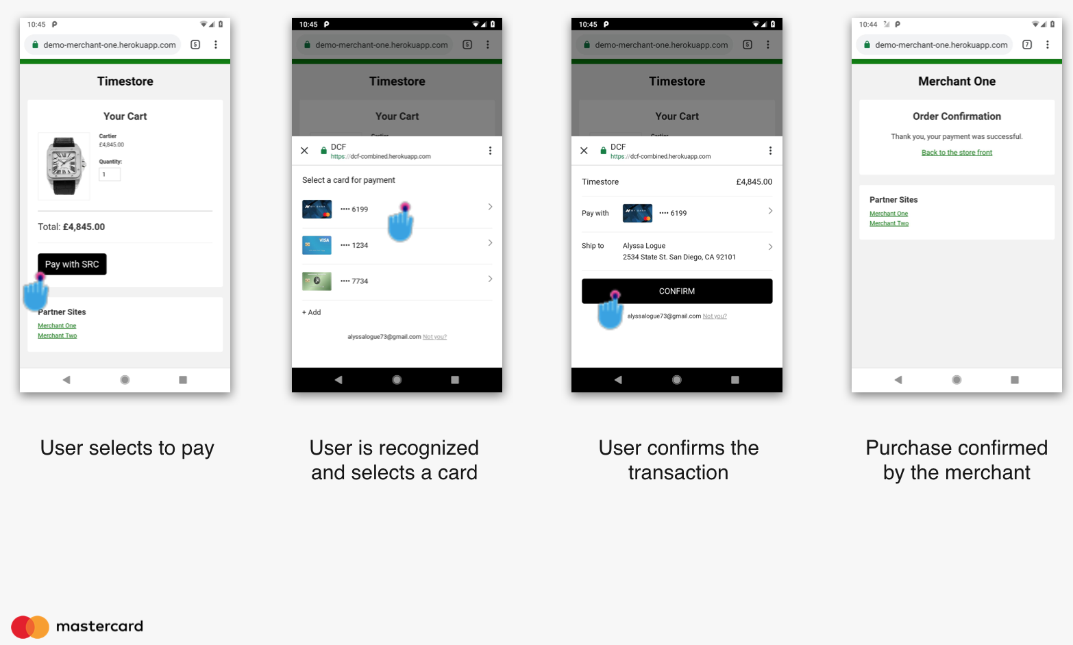 Example user experience for an SRC payment method