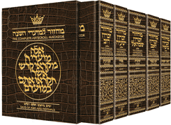  Machzor 5 Vol Slipcased Set - Alligator Leather - Sefard 