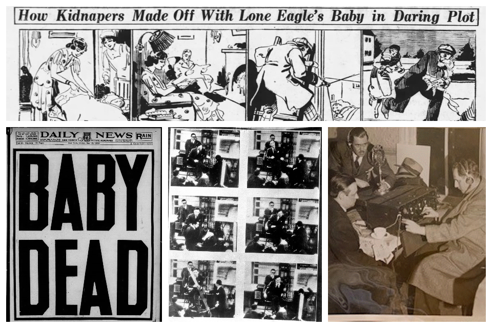 An artist's rendering of the likely kidnapping scenario from the New York Daily News, March 3, 1932. 