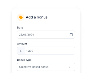 Screenshot of adding a bonus in the payroll software